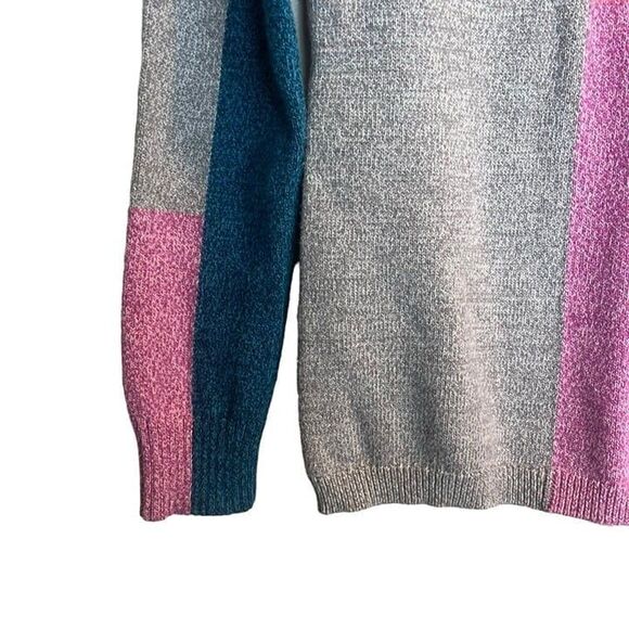 Sundance Color Block Silk Blend Soft Turtle Neck Sweater Small - Picture 3 of 7